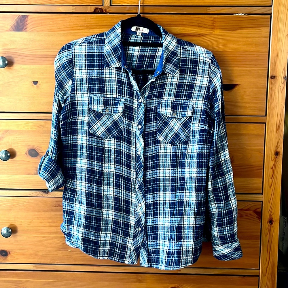 Kut from the Kloth Blue Plaid Top